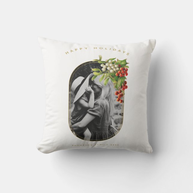 Cojín Decorativo Felices fiestas Personalizado Foto Navidades famil (Anverso)
