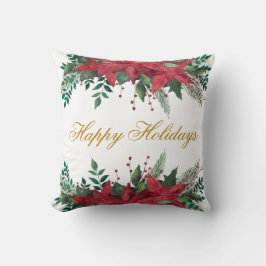 Cojín Decorativo Felices fiestas Poinsettia Floral