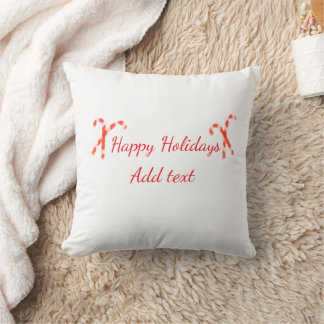 Cojín Decorativo felices fiestas rojo blanco nombre de bastón de ca