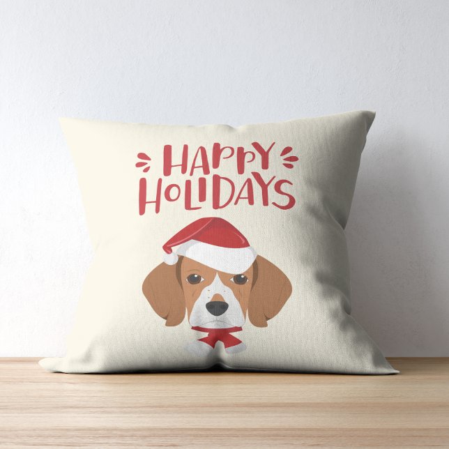 Cojín Decorativo Felices fiestas - Santa Beagle, Navidades (Subido por el creador)