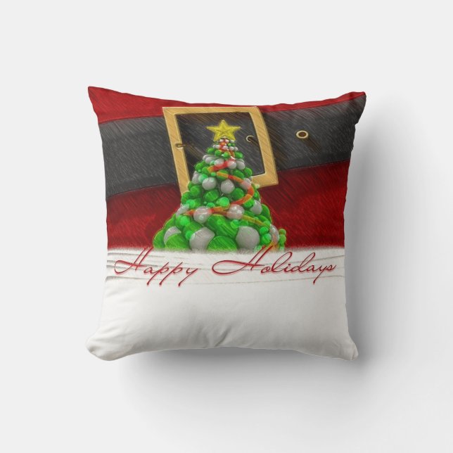 Cojín Decorativo Felices fiestas Santa Claus (Anverso)