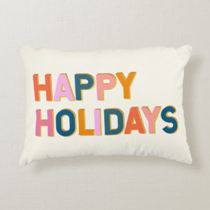 Cojín Decorativo Felices Fiestas Tipografía Caprichosa y Divertida