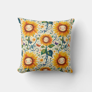 Cojín Decorativo Felices girasoles: Cheery Sunflower Pattern