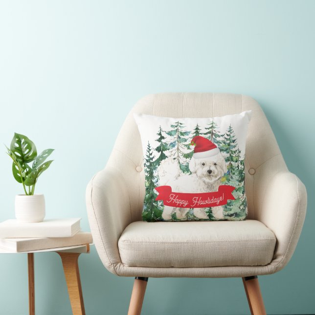 Cojín Decorativo Felices Howlidays Bichon Frise Dog Navidades (Silla)