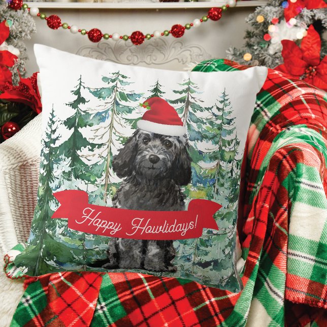 Cojín Decorativo Felices Howlidays Black Cockapoo Dog Navidades (Subido por el creador)