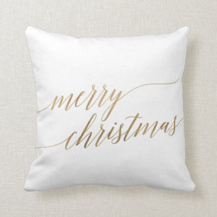 Cojín Decorativo Felices Navidad de la caligrafía elegante del oro