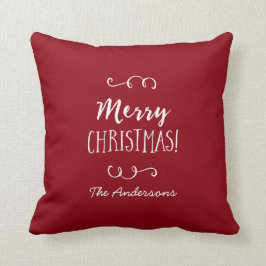 Cojín Decorativo Felices Navidad rojas personalizadas