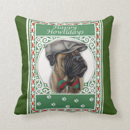 Cojín Decorativo Felices Navidades Boxer Dog Holiday Art