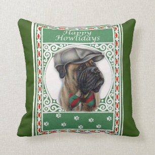 Cojín Decorativo Felices Navidades Boxer Dog Holiday Art