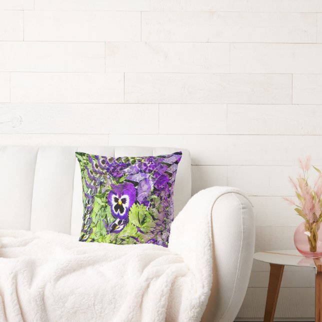 Cojín Decorativo Felices Pansies. (Sofá)