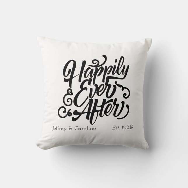 Cojín Decorativo Felices para Siempre Personalizable (Anverso)