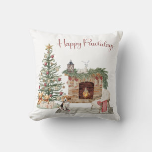 Cojín Decorativo Felices Pawlidays Diseño de Perro - Beagle