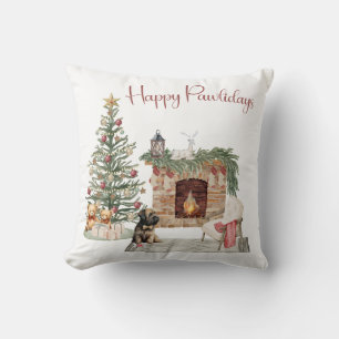 Cojín Decorativo Felices Pawlidays Diseño de Perro - Briard