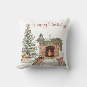 Cojín Decorativo Felices Pawlidays Diseño de perro -Pekinés