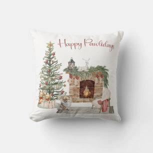 Cojín Decorativo Felices Pawlidays Diseño de Perro - Pomerania