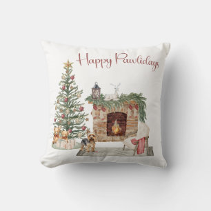 Cojín Decorativo Felices Pawlidays Diseño de Perro - Yorkie