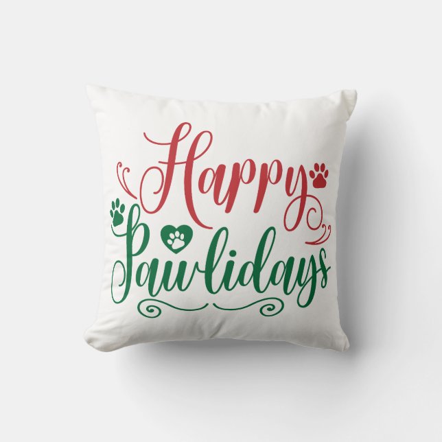 Cojín Decorativo Felices Pawlidays Navidades divertidos (Anverso)