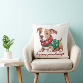 Cojín Decorativo Felices Pawlidays | Navidades Sweater Pitbull Pupp