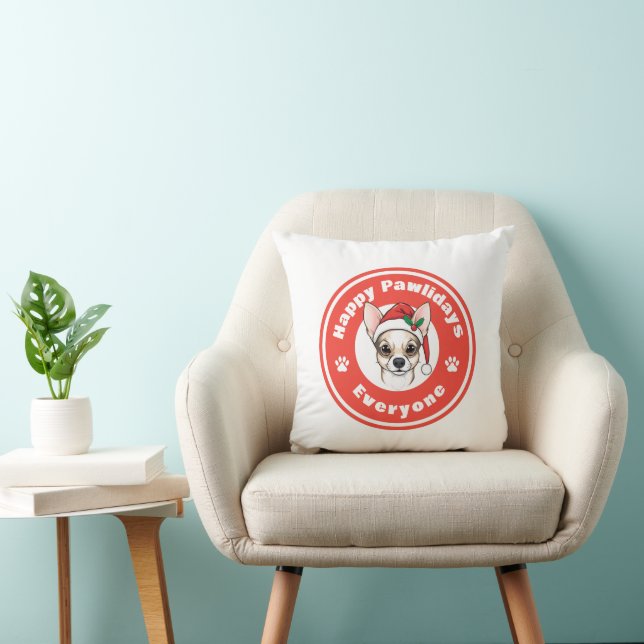Cojín Decorativo Felices Pawlidays para todos Chihuahua (Silla)