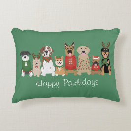 Cojín Decorativo Felices Pawlidays Perros Red Green