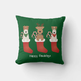 Cojín Decorativo Felices Pawlidays Welsh Wire Fox Terrier Dogs