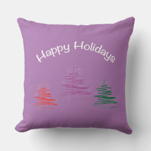 Cojín Decorativo Felices vacaciones, Navidades - Morado moderno