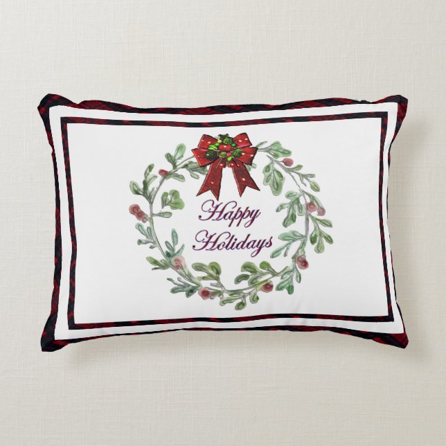 Cojín Decorativo Felices vacaciones Red Plaid (Anverso)