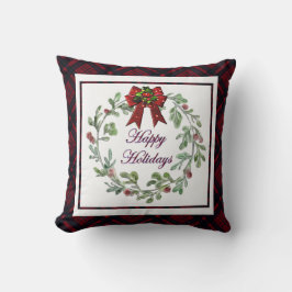 Cojín Decorativo Felices vacaciones Red Plaid