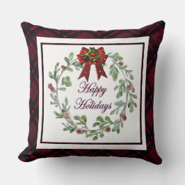 Cojín Decorativo Felices vacaciones Red Plaid