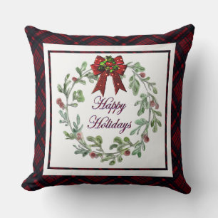 Cojín Decorativo Felices vacaciones Red Plaid