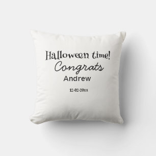 Cojín Decorativo Felicidades en Halloween agregar nombre fecha año