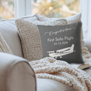 Cojín Decorativo Felicidades Piloto de Aviación Primer Vuelo Solo P