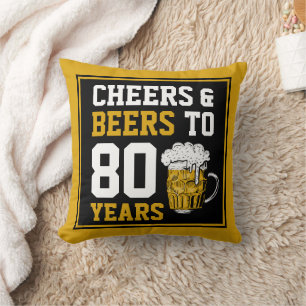 Cojín Decorativo Felicidades y cervezas por los 80 años
