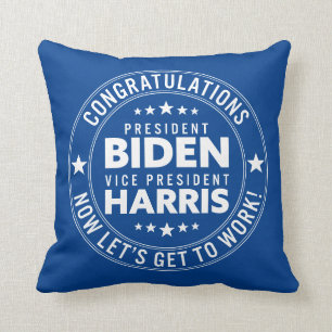 Cojín Decorativo ¡Felicitaciones Presidente Biden, Vicepresidente 