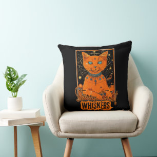 Cojín Decorativo Feline Tarot Fortune   Diseño de gatos cósmicos