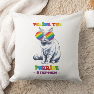 Cojín Decorativo Feline The Purride - Gato LGBTQ del Orgullo Guay