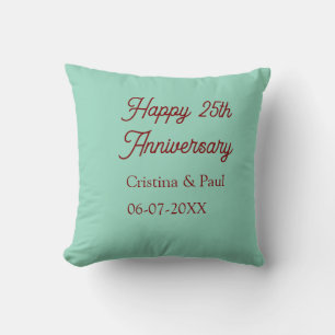 Cojín Decorativo Feliz 25 aniversario boho pastel verde malva retr