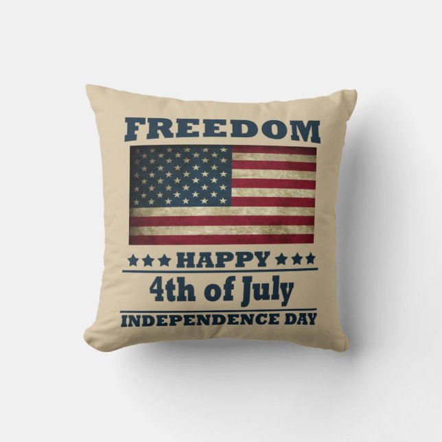 Cojín Decorativo Feliz 4 de julio, día de la independencia (Anverso)
