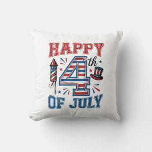 Cojín Decorativo Feliz 4 de julio Diseño vectorial vintage patrióti