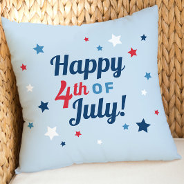 Cojín Decorativo Feliz 4 de julio Estrella Azul Claro