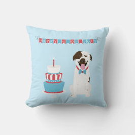 Cojín Decorativo Feliz 4 de julio Perro Rojo Azul Blanco