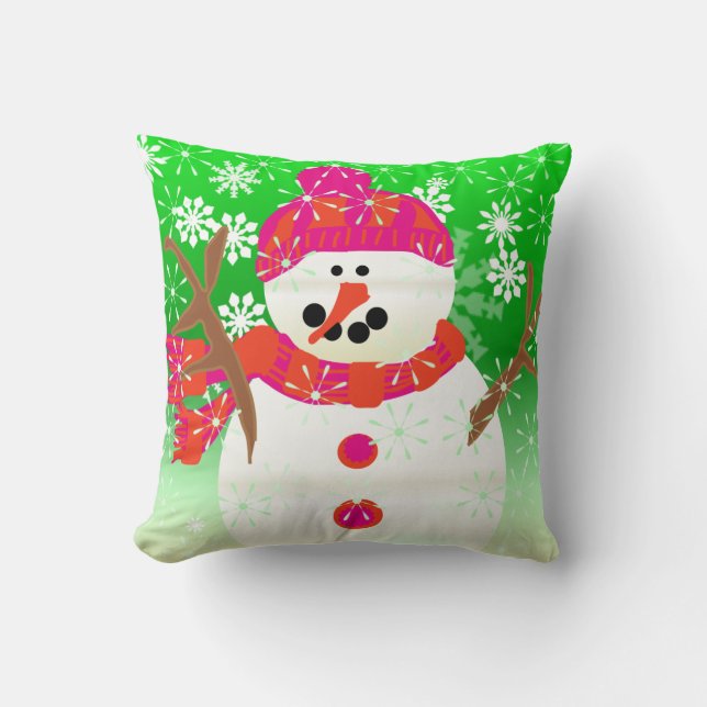 Cojín Decorativo Feliz accidente de vacaciones en Snowman (Anverso)
