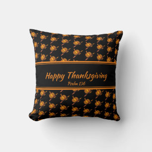 Cojín Decorativo FELIZ AGRADECIMIENTO Personalizado Naranja Negro