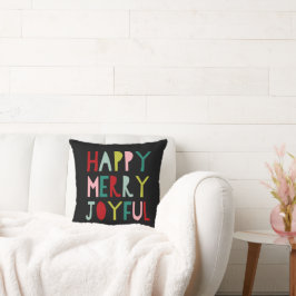 Cojín Decorativo Feliz Alegre Gozoso | Brillante Navidad Moderna