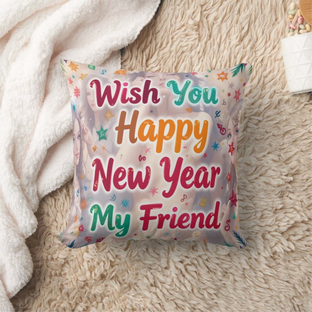 Cojín Decorativo Feliz Amigo de Año Nuevo (Manta)