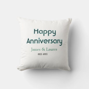 Cojín Decorativo Feliz aniversario boda nombre fecha año simple mi