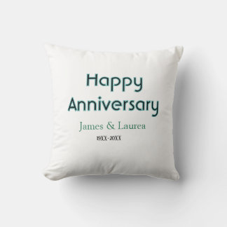 Cojín Decorativo Feliz aniversario boda nombre fecha año simple mi