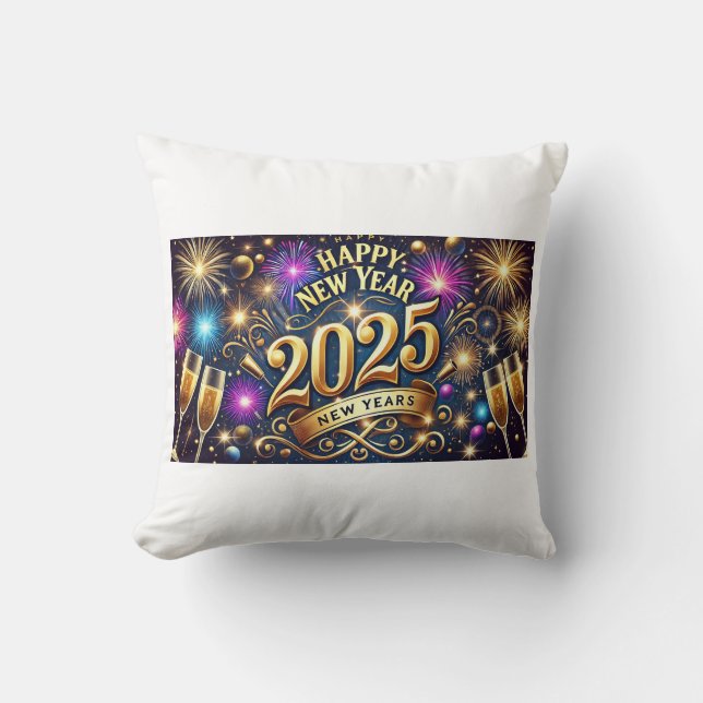 Cojín Decorativo Feliz Año Nuevo 2025 (Anverso)