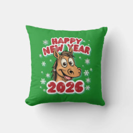 Cojín Decorativo Feliz Año Nuevo 2026: Año del Mascota del Caballo
