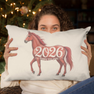 Cojín Decorativo Feliz Año Nuevo 2026, caballo rojo chino